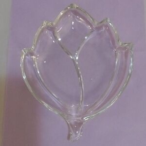 Glass dish tulip or artichoke shaped serveware or trinket dish EUC